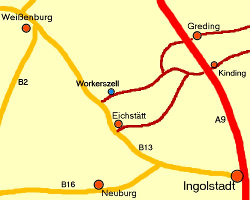 Lageplan von Workerszell - Großraum